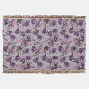 violette Handglocken und rosa Schmetterlingsmuster Decke