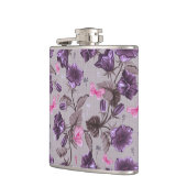 violette Handglocken und rosa Schmetterlingsmuster Flachmann (Links)