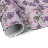 violette Handglocken und rosa Schmetterlingsmuster Geschenkpapier (Rolleneckpunkt)