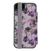 violette Handglocken und rosa Schmetterlingsmuster Incipio iPhone Geldbeutel-Hülle (Folio Rückseite)