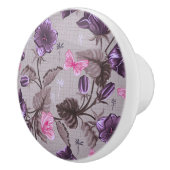 violette Handglocken und rosa Schmetterlingsmuster Keramikknauf (Rechts)