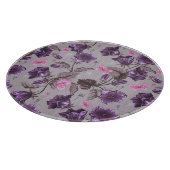 violette Handglocken und rosa Schmetterlingsmuster Schneidebrett (Ecke)