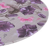 violette Handglocken und rosa Schmetterlingsmuster Schneidebrett (Ecke)