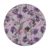 violette Handglocken und rosa Schmetterlingsmuster Schneidebrett (Vorderseite)