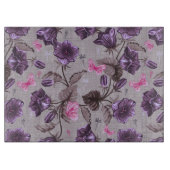 violette Handglocken und rosa Schmetterlingsmuster Schneidebrett (Vorderseite)