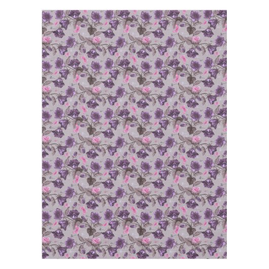 violette Handglocken und rosa Schmetterlingsmuster Tischdecke (Vorderseite)