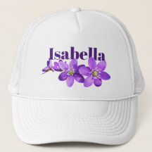 Violette Hepatica-Blumen mit Namen