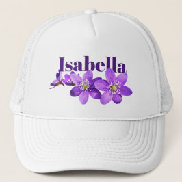 Violette Hepatica-Blumen mit Namen Truckerkappe