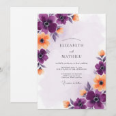 Violette herrliche Sommerhochzeit Einladung (Vorne/Hinten)