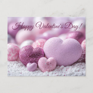 Violette Herzen mit Glitter Valentinstag Postkarte