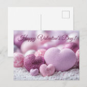 Violette Herzen mit Glitter Valentinstag Postkarte (Vorne/Hinten)