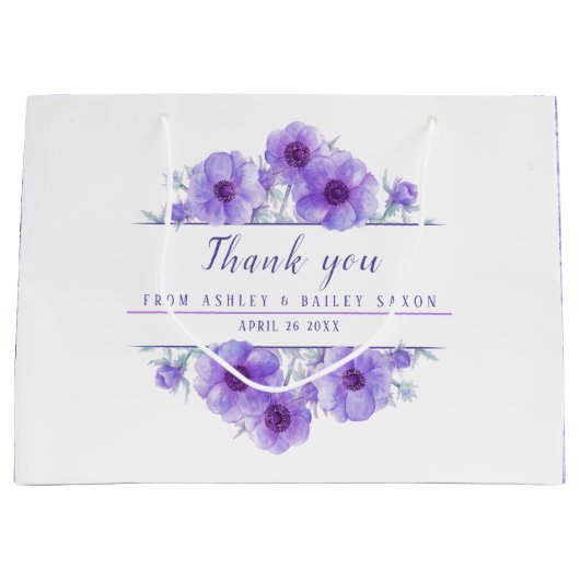 Violette Hochzeitsblumen Dank großen Geschenktüte (Vorderseite)