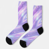 Violette holografische Muster AI-Kunst Socken (Linkes Detail)