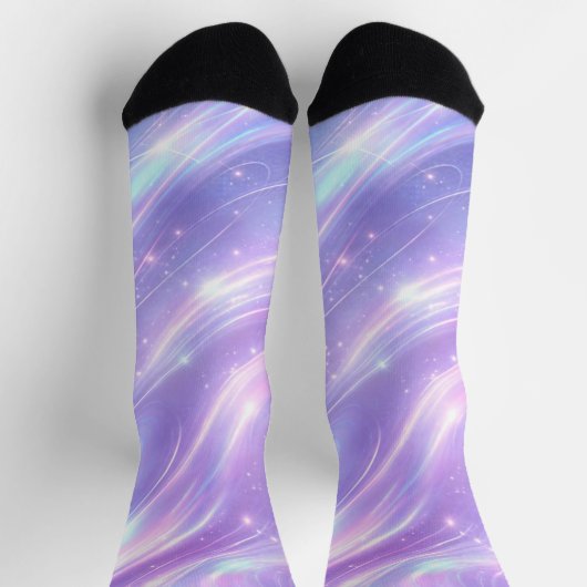 Violette holografische Muster AI-Kunst Socken (Oben)