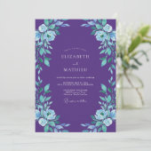 Violette Immergrün-Bemalte Hochzeit Einladung (Stehend Vorderseite)