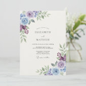 Violette Immergrün-Laub-Salbei-Hochzeit Einladung (Stehend Vorderseite)