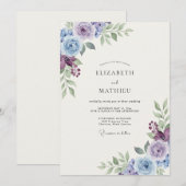 Violette Immergrün-Laub-Salbei-Hochzeit Einladung (Vorne/Hinten)