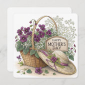 Violette in einer "Basketmütter-Tageskarte" Feiertagskarte (Vorne/Hinten)