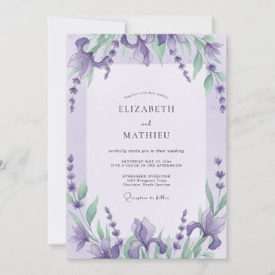 Violette Iris-Eukalyptus-Hochzeit Einladung