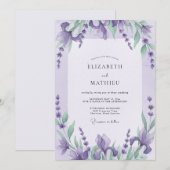 Violette Iris-Eukalyptus-Hochzeit Einladung (Vorne/Hinten)