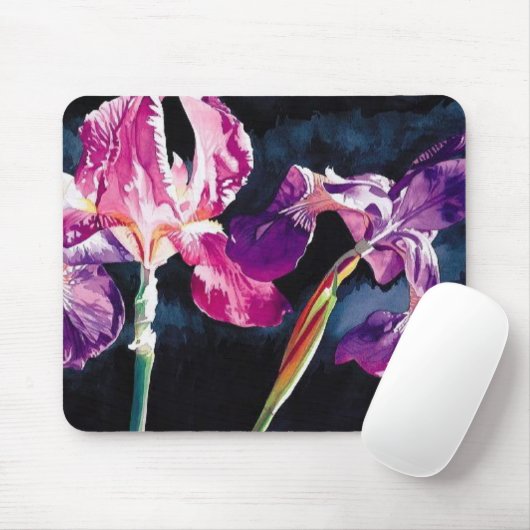 "Violette Iris" mit Blumen durch Mausunterlage Mousepad (Mit Mouse)