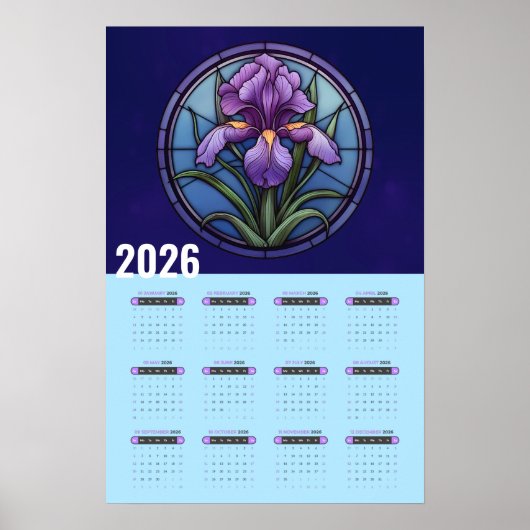 Violette Iris Wandkalender 2026 Kalender Poster (Vorne)
