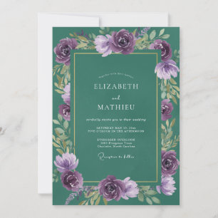 Violette Jade-Blatt-Hochzeit Einladung