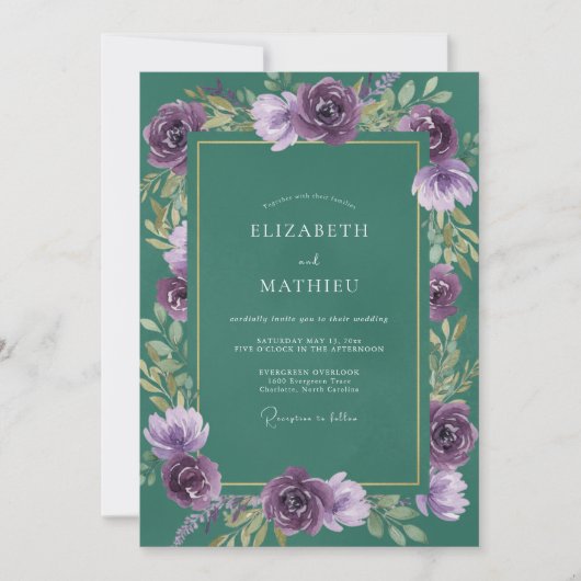 Violette Jade-Blatt-Hochzeit Einladung (Vorderseite)