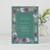 Violette Jade-Blatt-Hochzeit Einladung (Stehend Vorderseite)