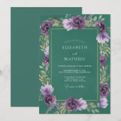 Violette Jade-Blatt-Hochzeit Einladung (Vorne/Hinten)