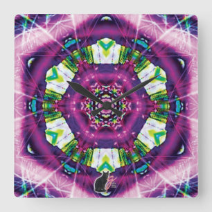 Violette Kaleidoskop Quadratische Wanduhr