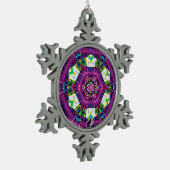 Violette Kaleidoskop Schneeflocken Zinn-Ornament (Links)