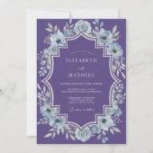 Violette königliche Winterhochzeit Einladung (Vorderseite)