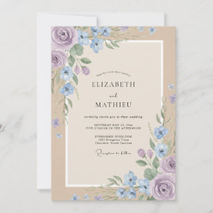 Violette Kornblumen-Aquarell-Hochzeit Einladung