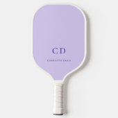 Violette Lavendel-Monogramm-Initialen Name Pickleball Schläger (Rückseite)