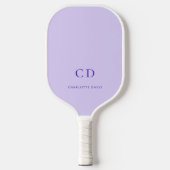 Violette Lavendel-Monogramm-Initialen Name Pickleball Schläger (Vorderseite)