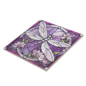Violette Libelle Bleiglasblume Fliese (Seite)