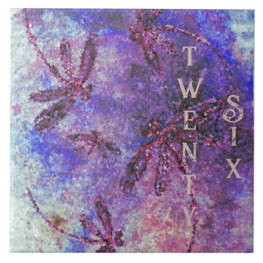 Violette Libellen-Haze Fliese (Vorderseite)