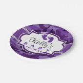 Violette Lila Camouflage, Camouflage Babydusche Pappteller (Schrägansicht)