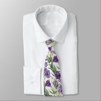 Violette Lila Flieder Glockenblumen & Grüne Blätte Krawatte