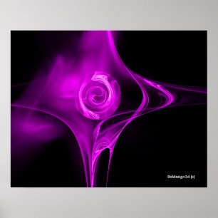 VIOLETTE LILA FRACTAL ROSE IN SCHWARZ POSTER
