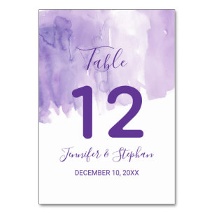 Violette lila Watercolor-Spritzen-Tischnummern Tischnummer