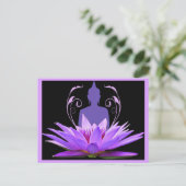 Violette Lotusblumen-Meditation Postkarte (Stehend Vorderseite)