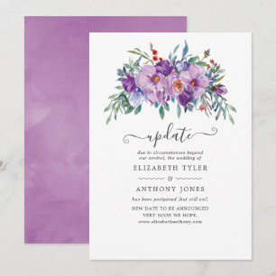 Violette Magnolien und Rosen Hochzeitsupdate Einladung