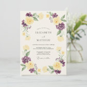 Violette Maisgemalte Hochzeit Einladung (Stehend Vorderseite)