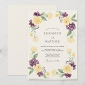 Violette Maisgemalte Hochzeit Einladung (Vorne/Hinten)