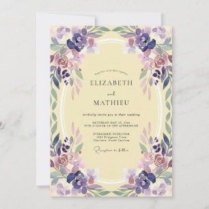 Violette Malvenranken-Hochzeit Einladung