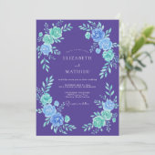 Violette Mintbemalte Hochzeit Einladung (Stehend Vorderseite)