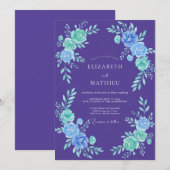 Violette Mintbemalte Hochzeit Einladung (Vorne/Hinten)