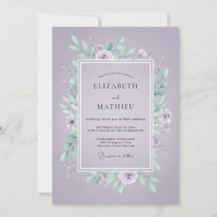 Violette Minz-Blumen-Hochzeit Einladung